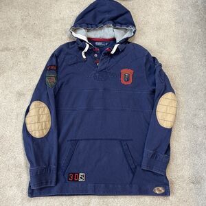 Vintage Polo Ralph Lauren Rugby Shirt Mens XXL Patches Expedition Elbow Military